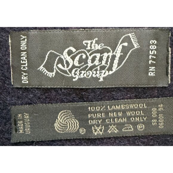 The Scarf Group Wool Reversible Scarf Black & Burgundy 61" Long Fringe Accent - Picture 6 of 6